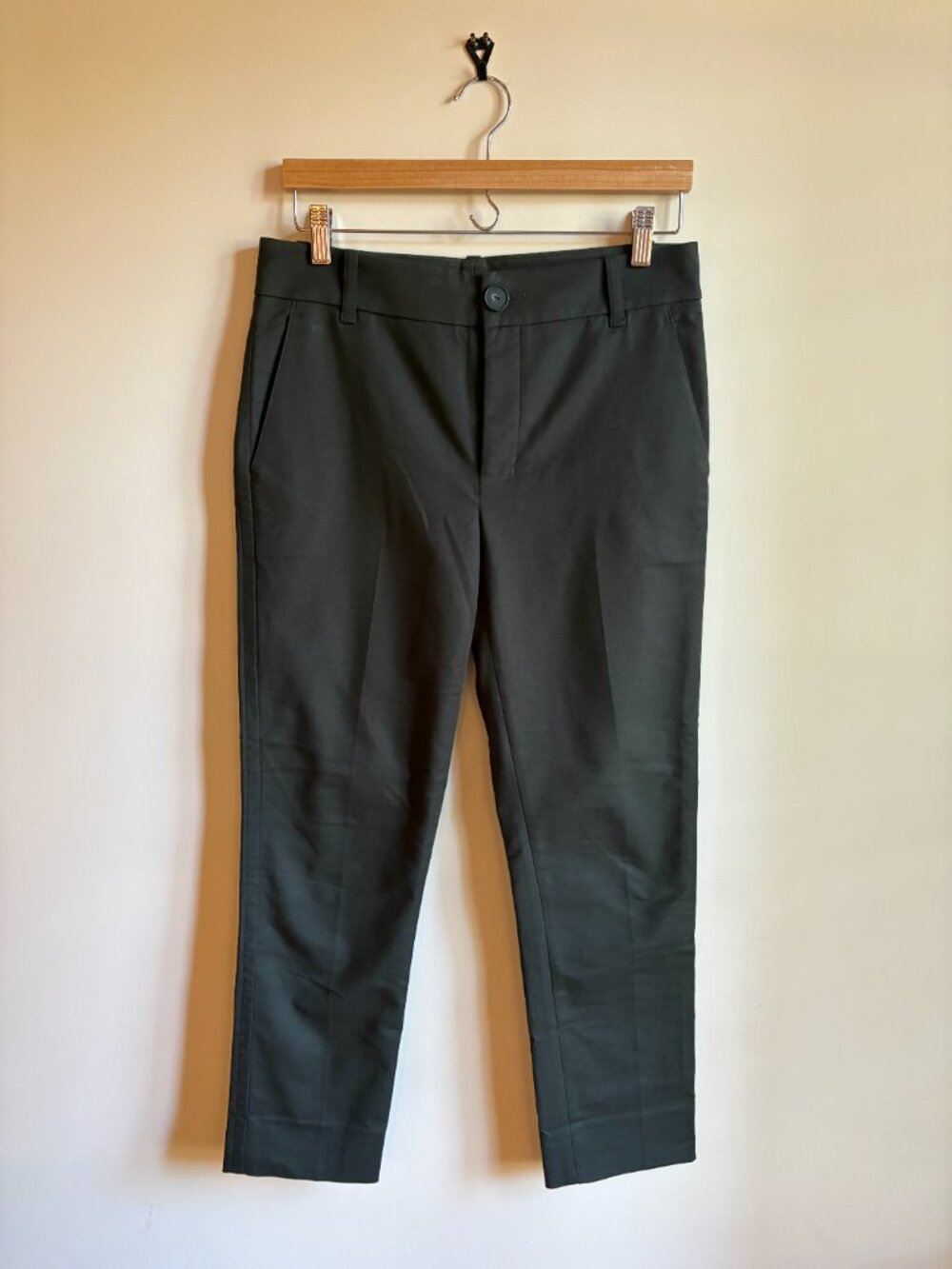 Vince Cigarette Trouser Pants Dark Pine Olive Green Stretch Cotton Size 4